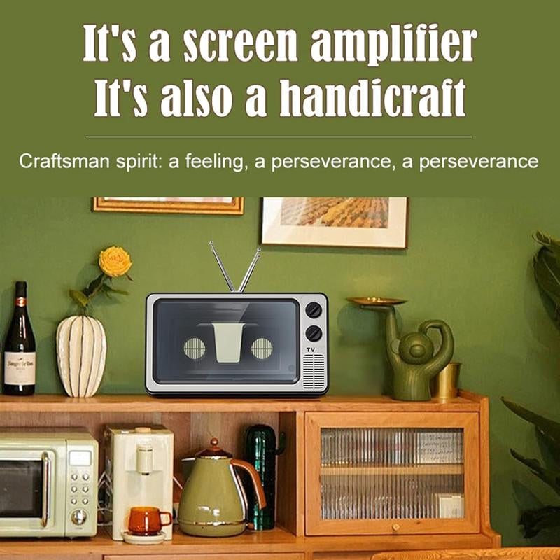 [Vintage 3D Magnifier]Retro3D Smartphone Screen Magnifier |Vintage Tv-Style Holographic Phone Amplifier, Desk Decor Craft Item, Uncharged,With Lightweight Design for Home and Office Use Cellphone Stand Phone Holder Car Phone Holder